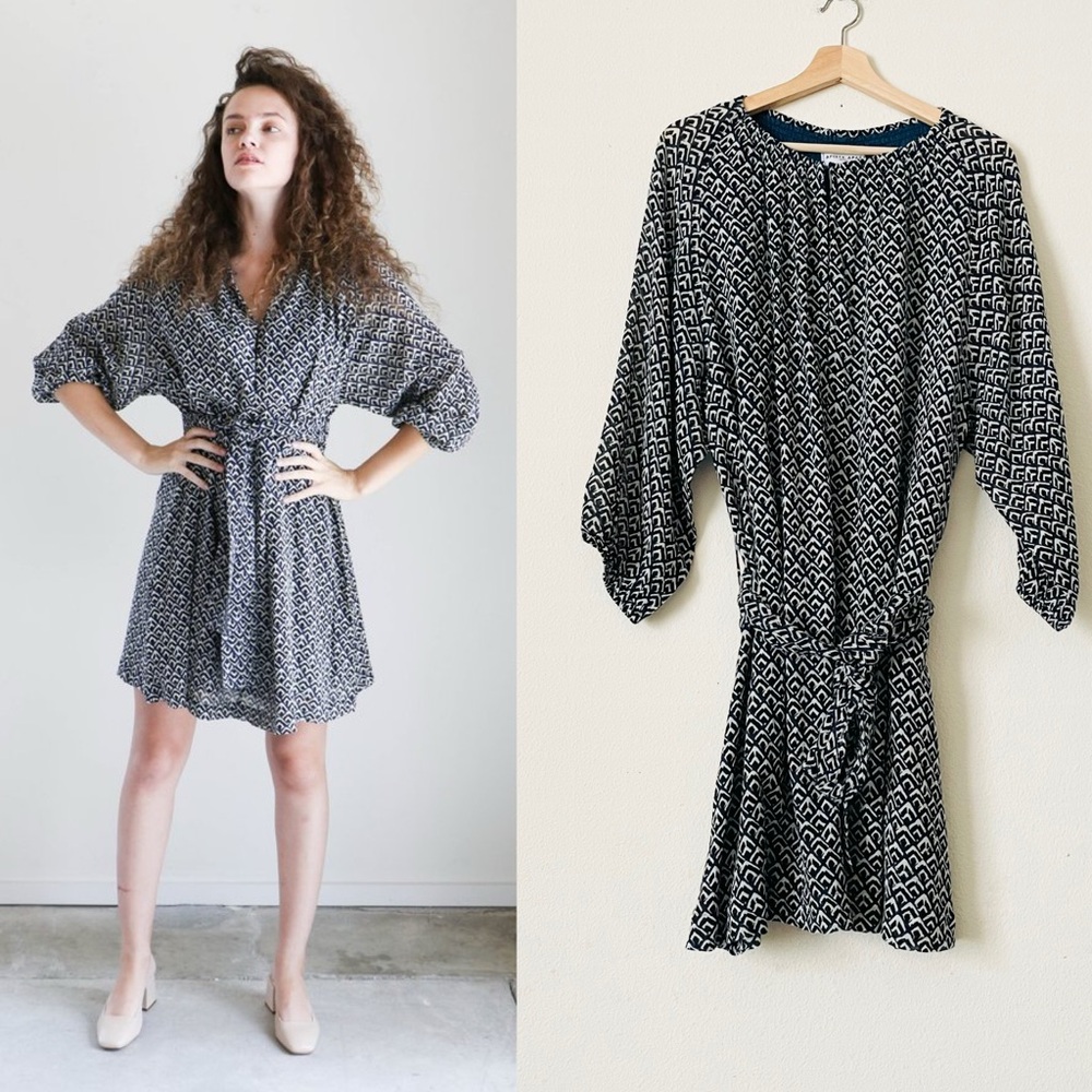 Apiece Apart New York LARGE Isla mini dress in Navy Tracks